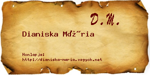 Dianiska Mária névjegykártya